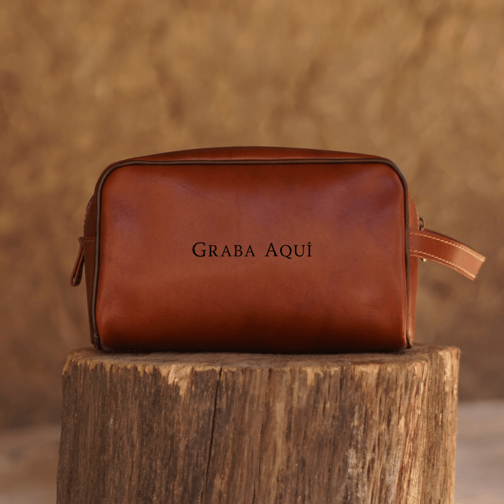 Neceser de cuero café atras