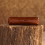 Neceser de cuero chico café personalizable