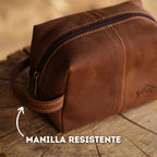 Neceser de cuero marron con manilla