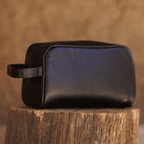 Neceser de cuero negro lateral