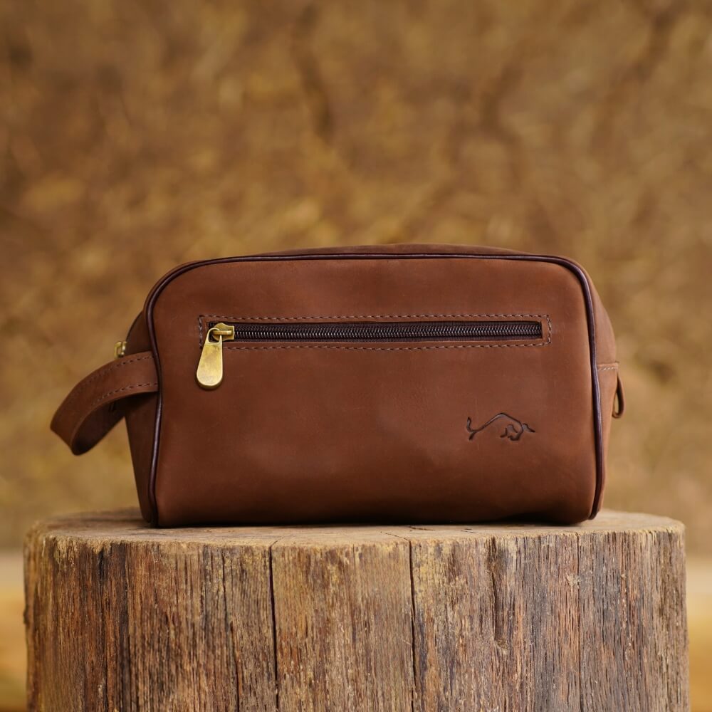Neceser grande de cuero marron
