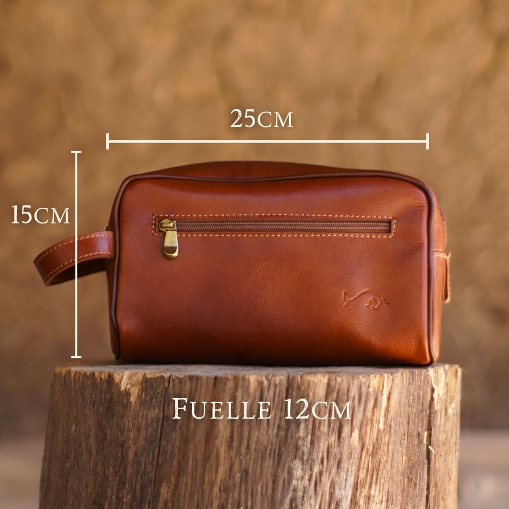 Neceser grande de cuero tostado