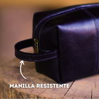 Neceser mediano de cuero manilla negra