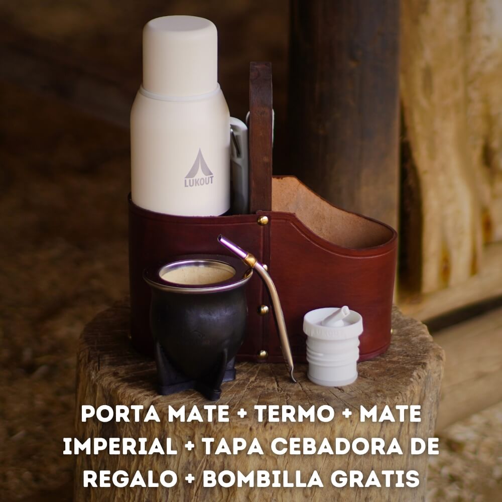 Porta Mate + Termo de 1 L + Mate camionero + Bombilla gratis