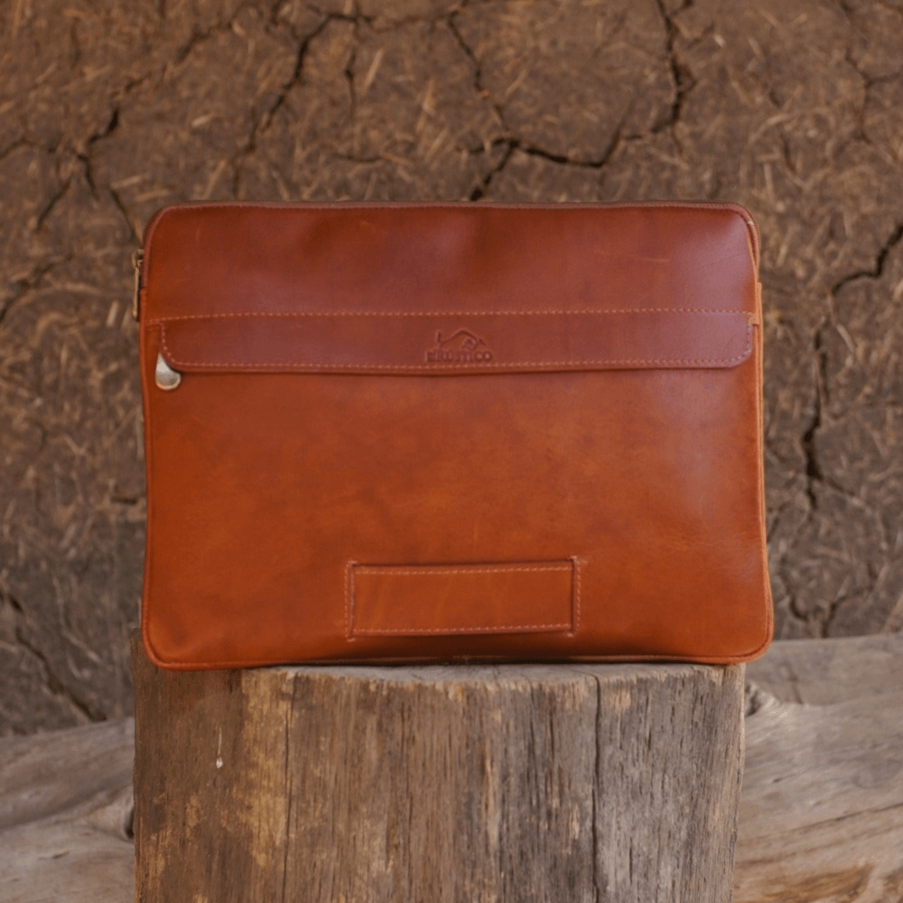 Porta Notebook de cuero Tostado