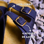 Sandalia cuero negra ajustable
