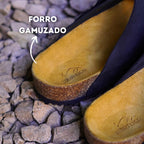 Sandalia negra forrada en cuero