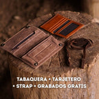 Pack Llanero: Tabaquera + Tarjetero + Strap + Grabados Gratis