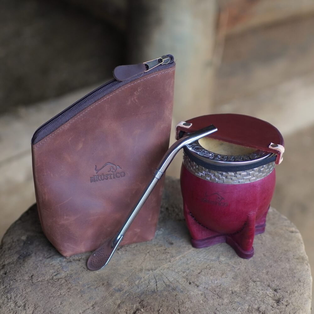 Pack con mate imperial de calabaza, yerbero y bombilla